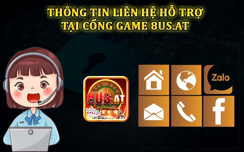 Thông tin liên hệ hỗ trợ  tại cổng game 8US